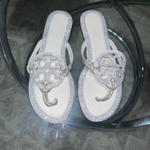 Tory-burch Women's White and Silver Sandals